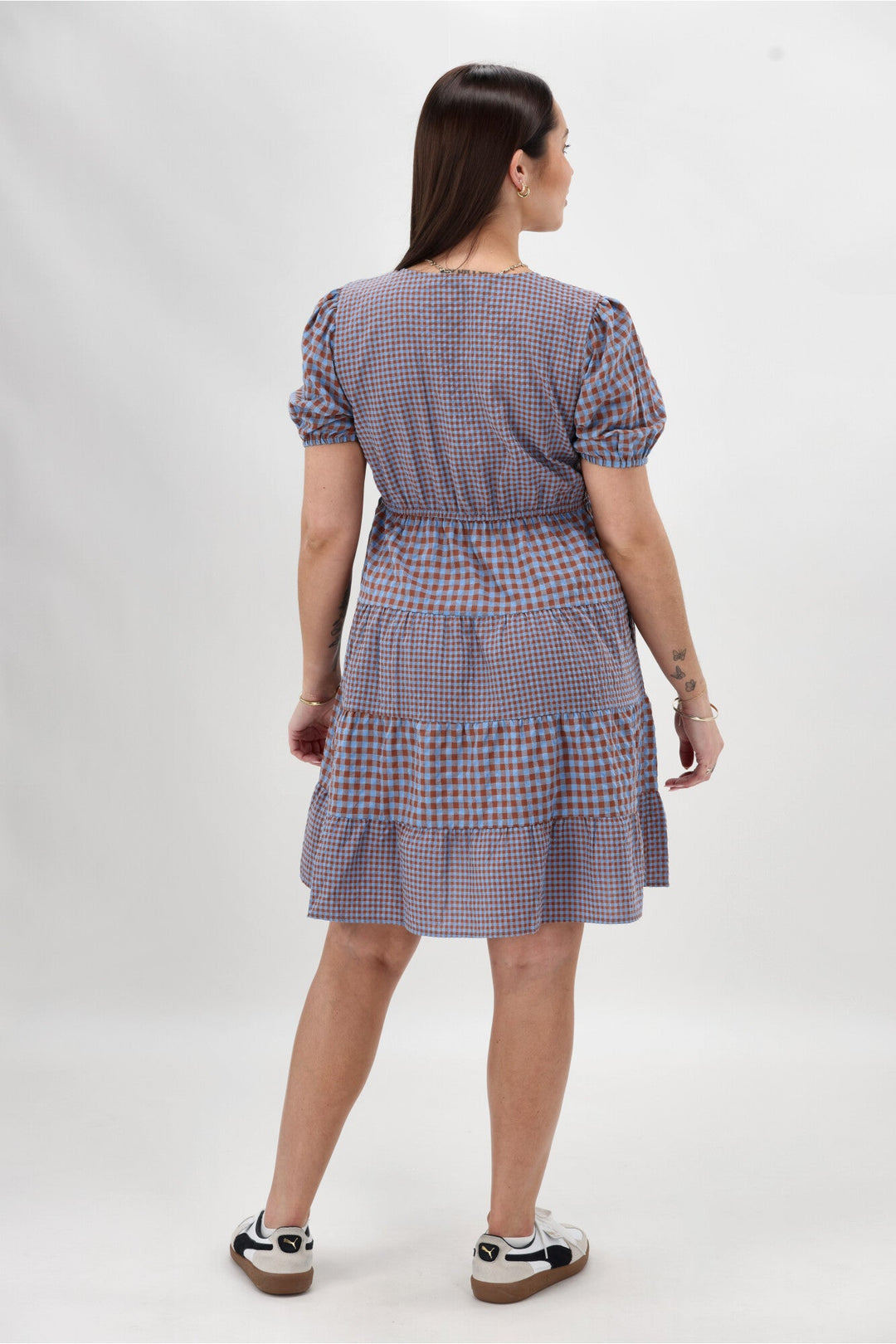 Label Sussex Tiered Dress Chocolate Blue