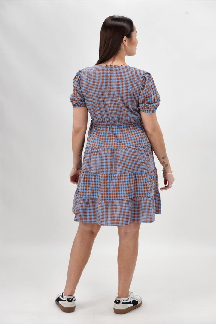 Label Sussex Tiered Dress Chocolate Blue