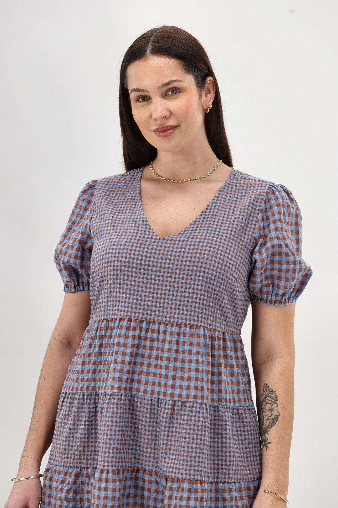 Label Sussex Tiered Dress Chocolate Blue