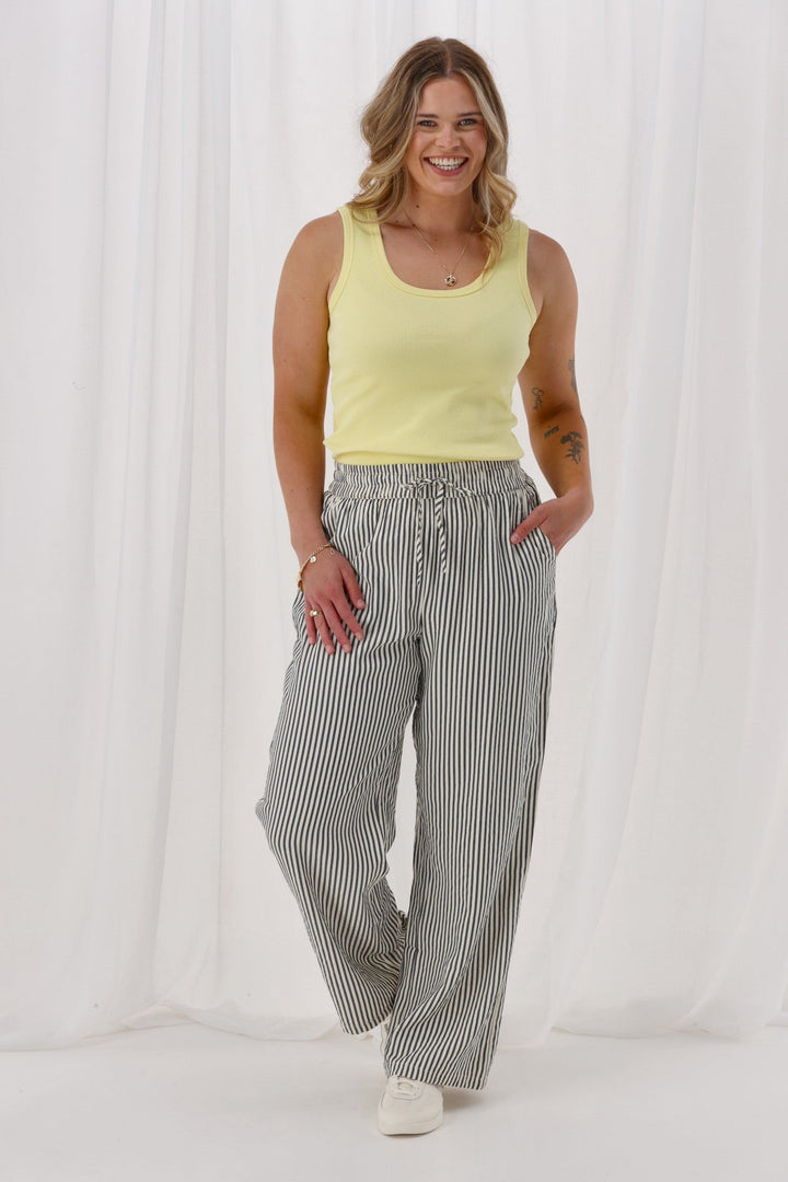 Label Tazelyn Wide Leg Pant Midnight Natural Stripe