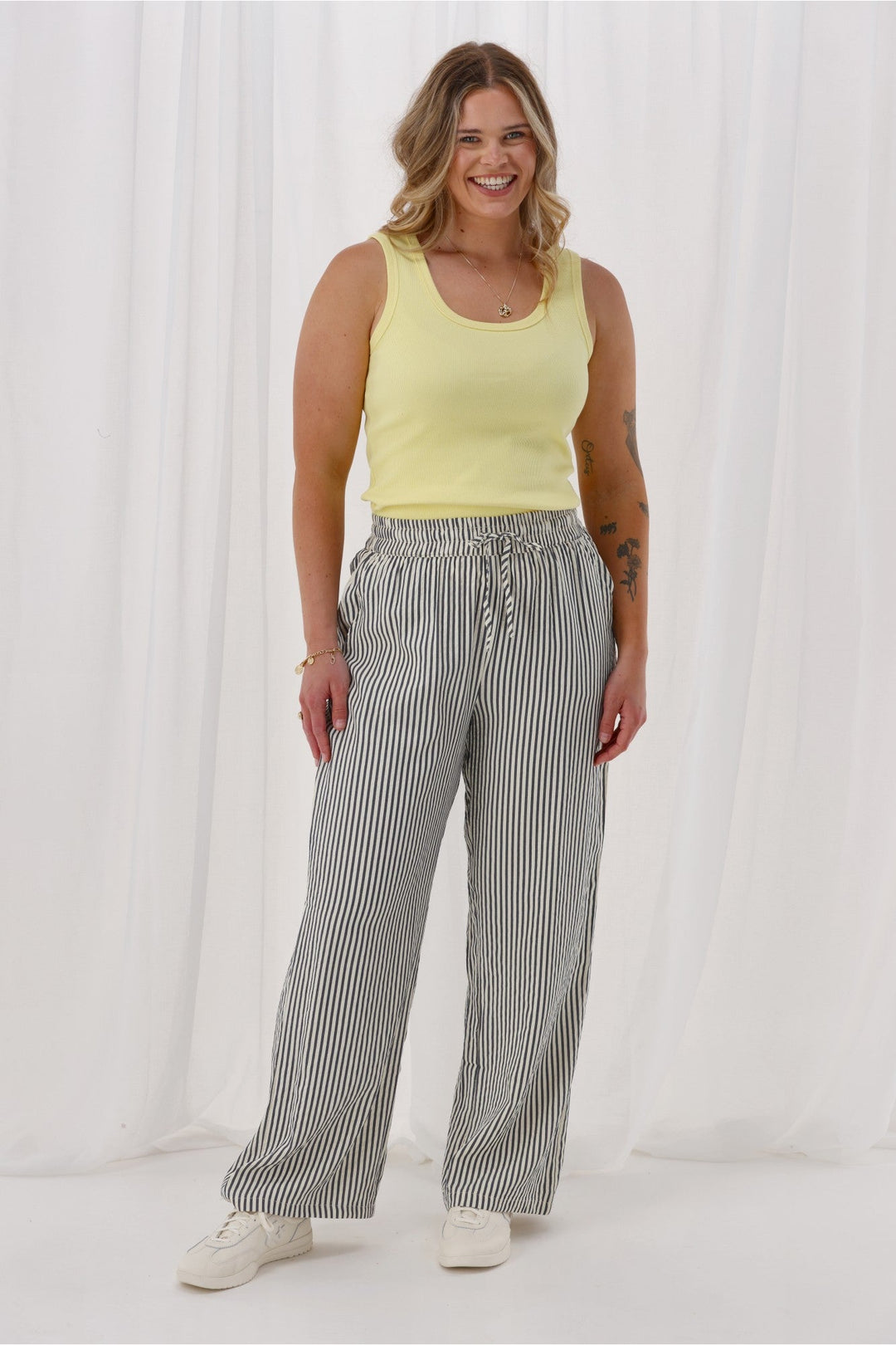 Label Tazelyn Wide Leg Pant Midnight Natural Stripe