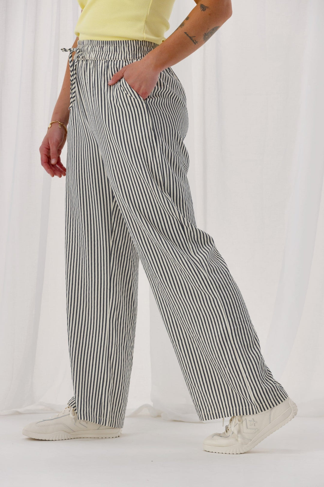 Label Tazelyn Wide Leg Pant Midnight Natural Stripe