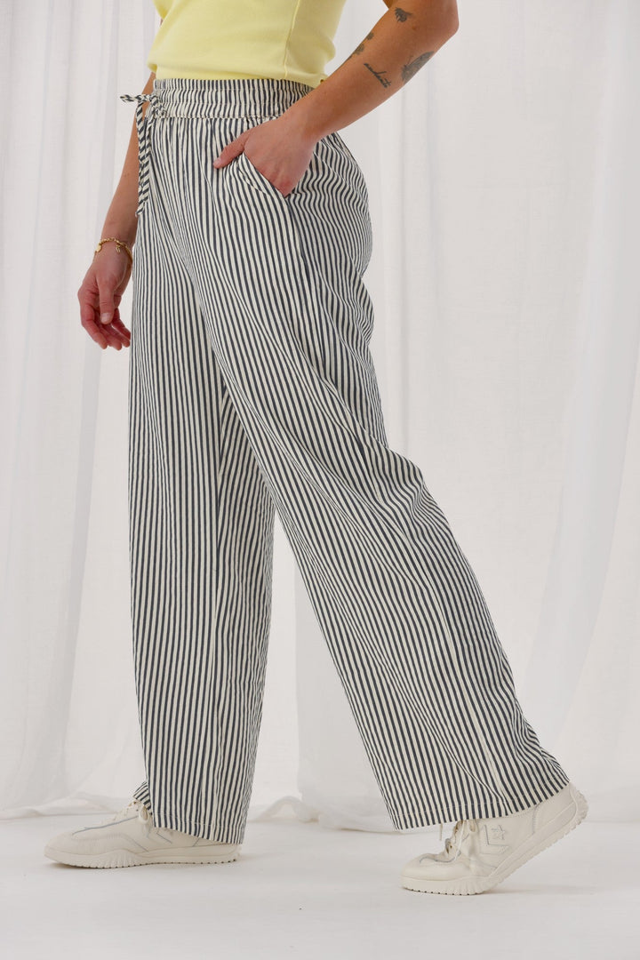 Label Tazelyn Wide Leg Pant Midnight Natural Stripe
