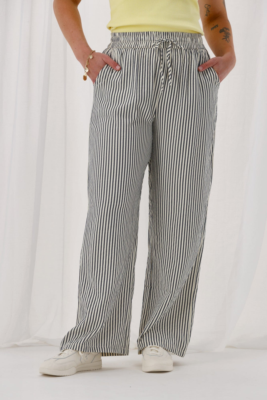 Label Tazelyn Wide Leg Pant Midnight Natural Stripe
