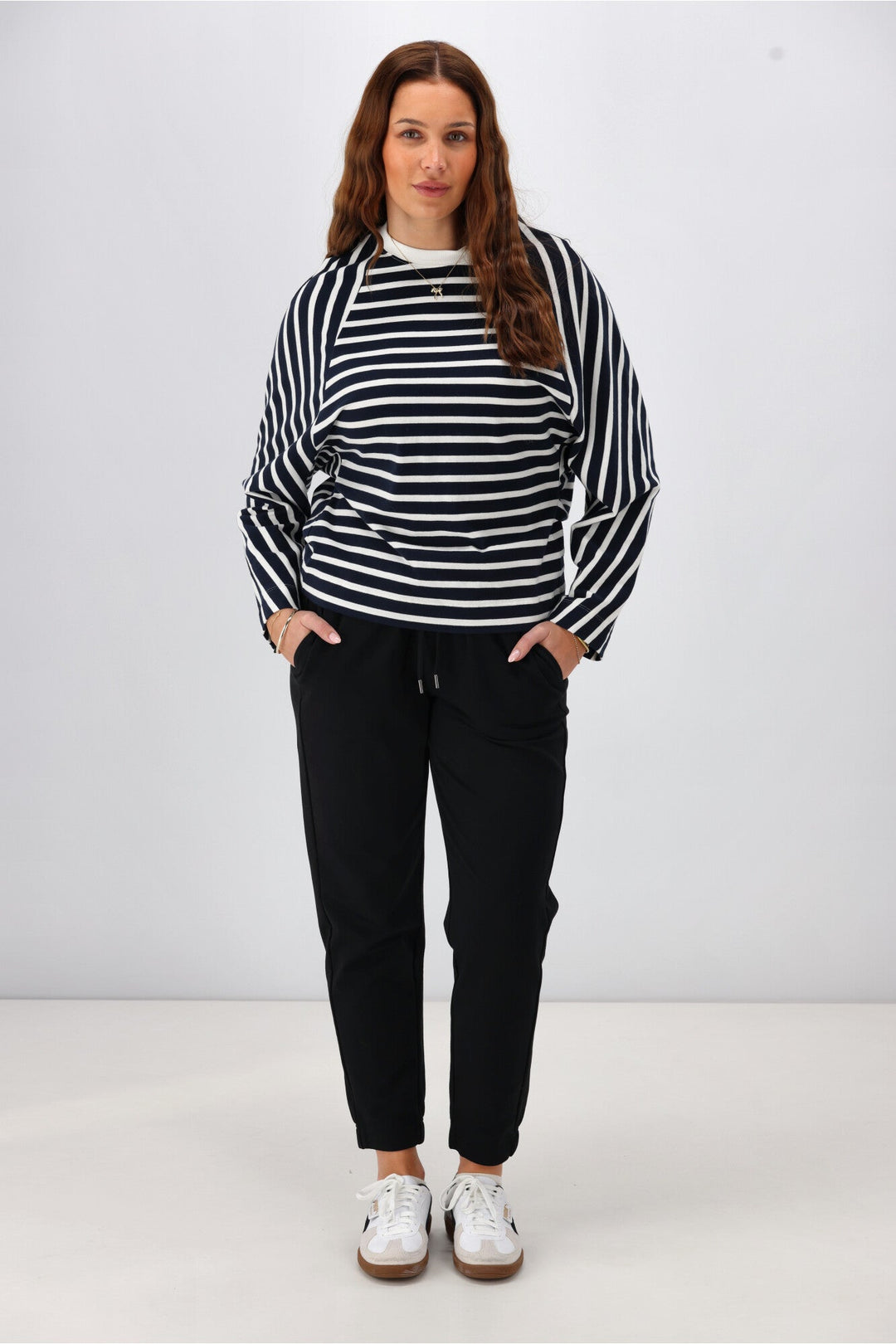 Label Tyra Stripe Raglan Top Midnight  Ivory