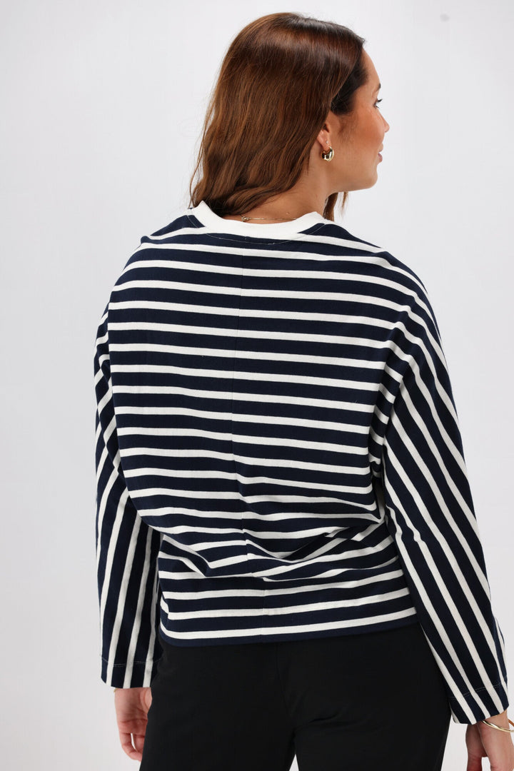 Label Tyra Stripe Raglan Top Midnight  Ivory