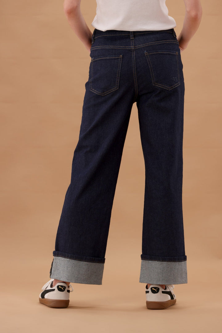 Label Zeke Wide Leg Jean with Turn Up Cuff Raw Indigo