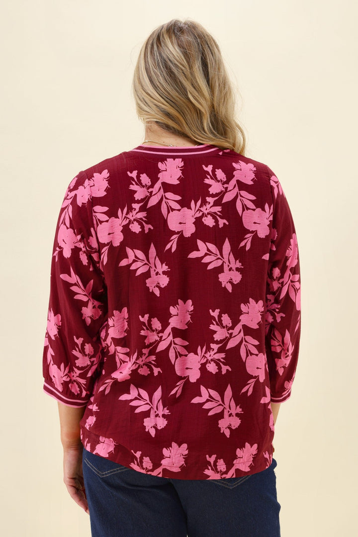 Label Venetia Top Wine Pink Floral