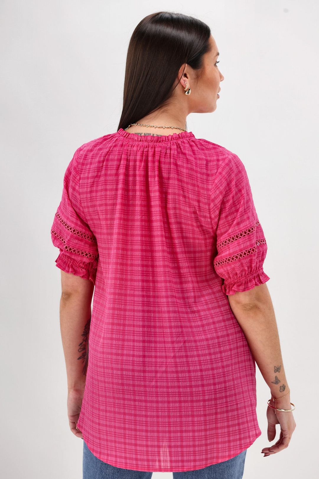 Sunday Boho Amanda 3/4 Peasant Sleeve Top Pink