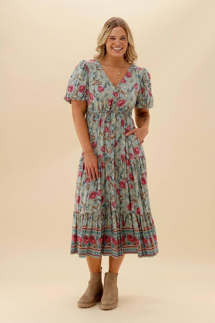 Sunday Boho Avalon Floral Dress Sage