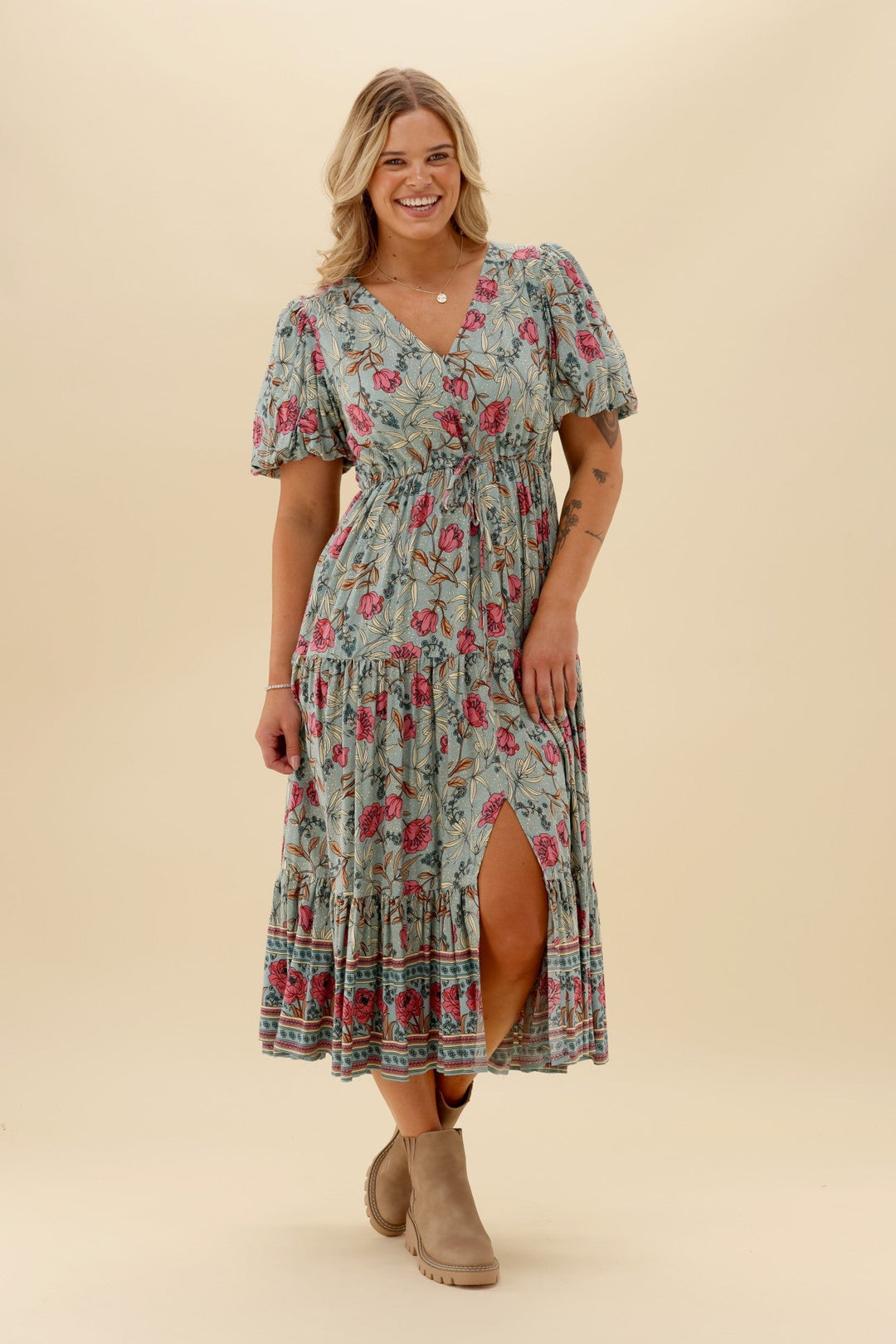 Sunday Boho Avalon Floral Dress Sage