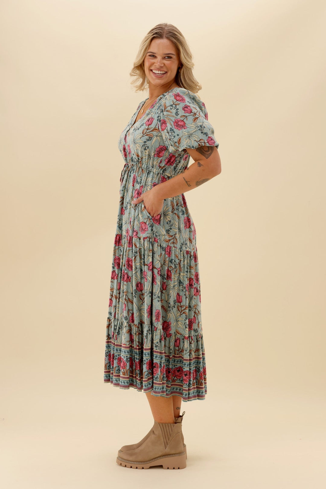 Sunday Boho Avalon Floral Dress Sage