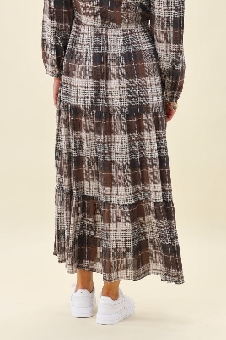 Sunday Boho Beckett Midi Dress Chocolate Check
