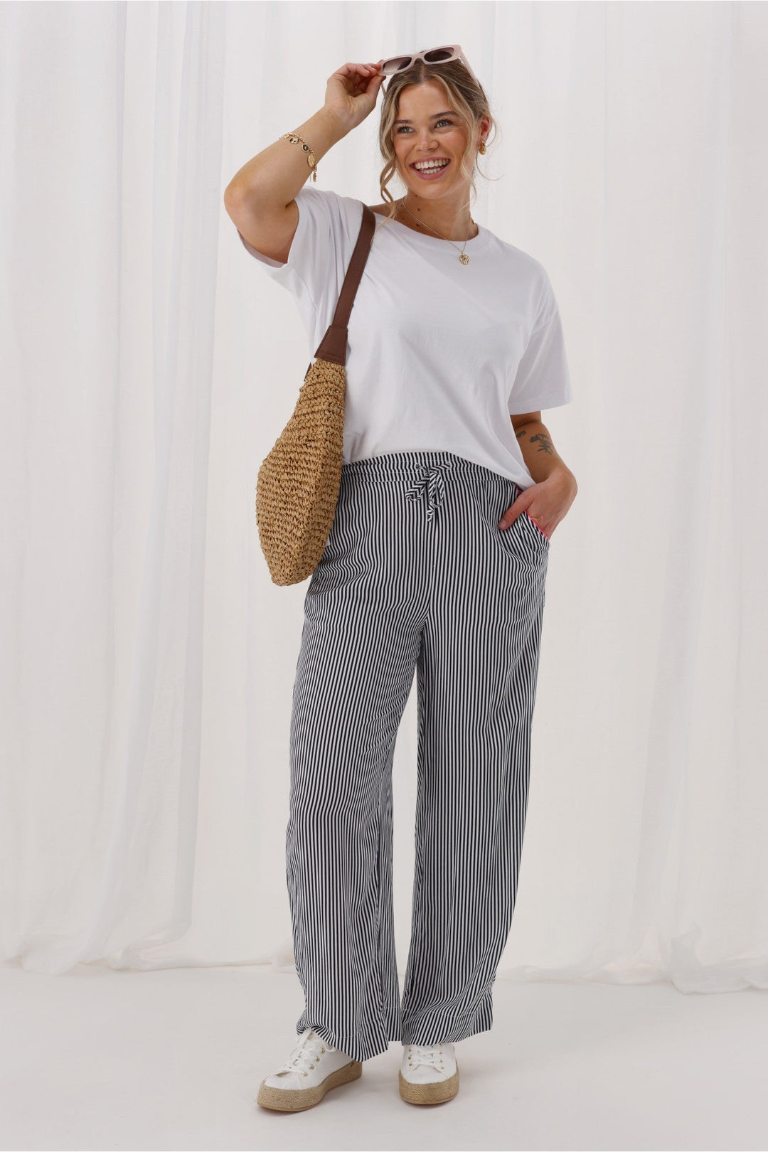 Sunday Boho Cedar Striped Pant Navy