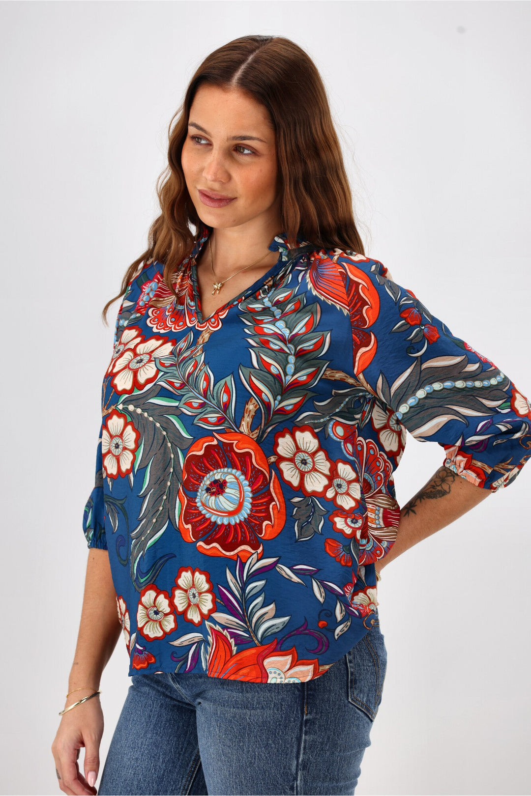 Sunday Boho Gianna Top Paisley Print Blue