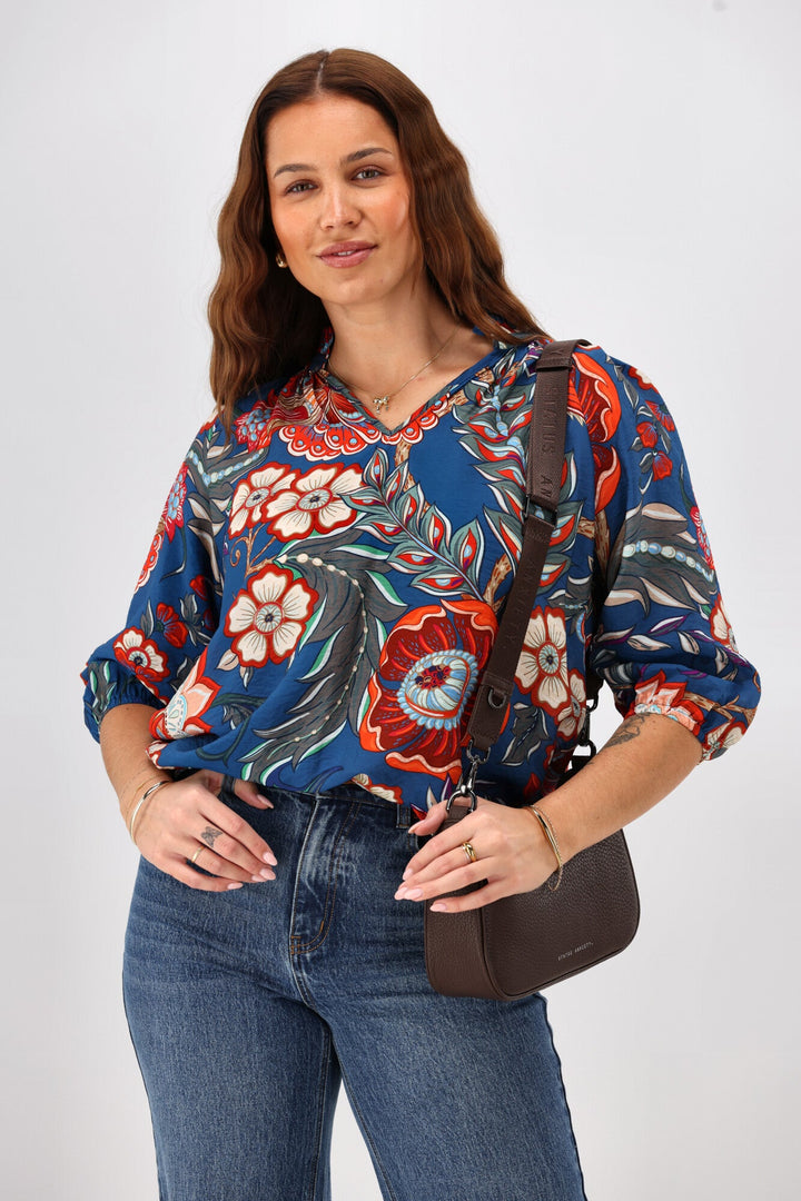 Sunday Boho Gianna Top Paisley Print Blue