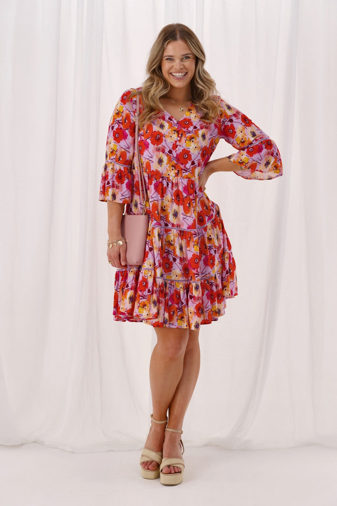 Sunday Boho Indie Tier Dress Lilac Floral