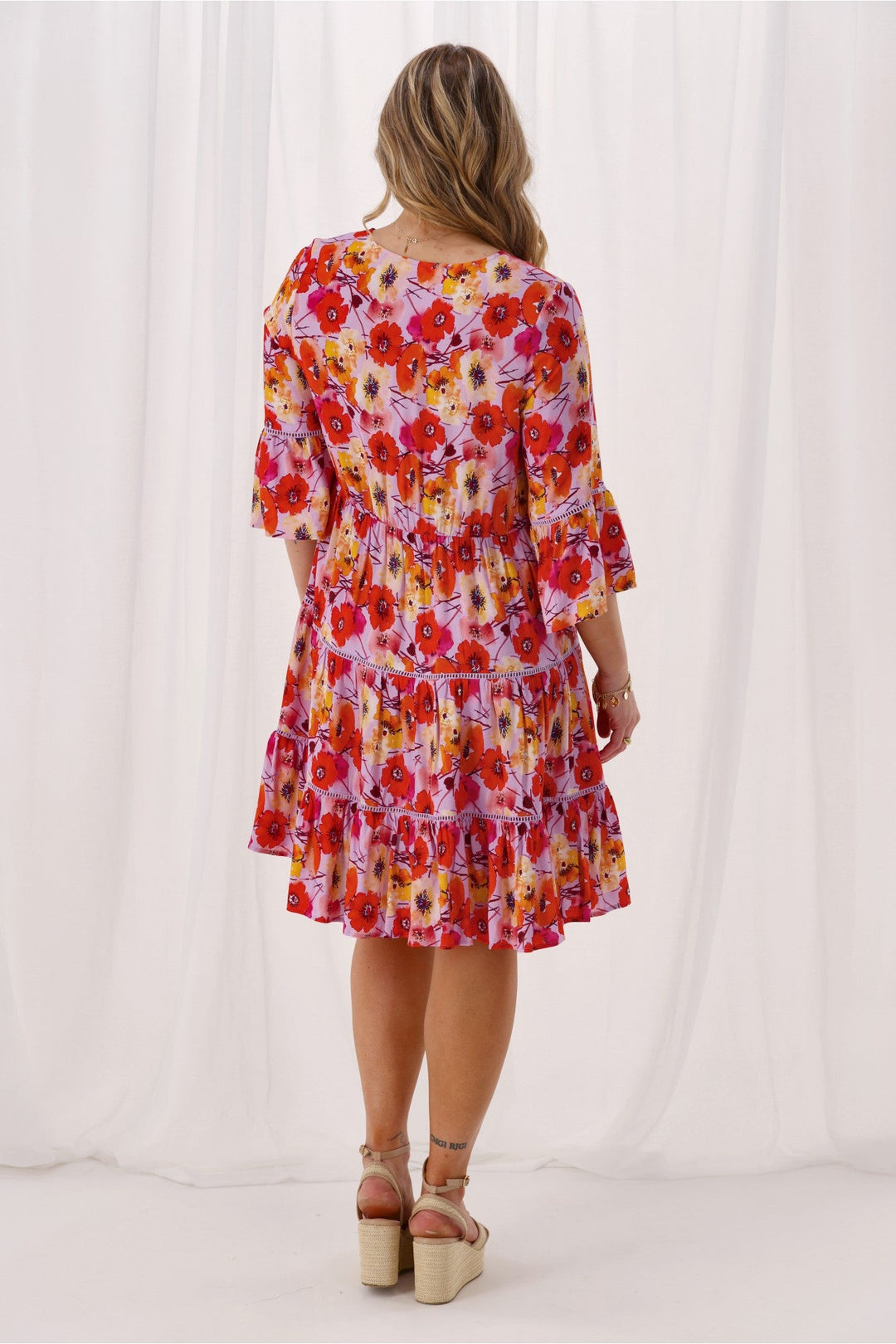 Sunday Boho Indie Tier Dress Lilac Floral