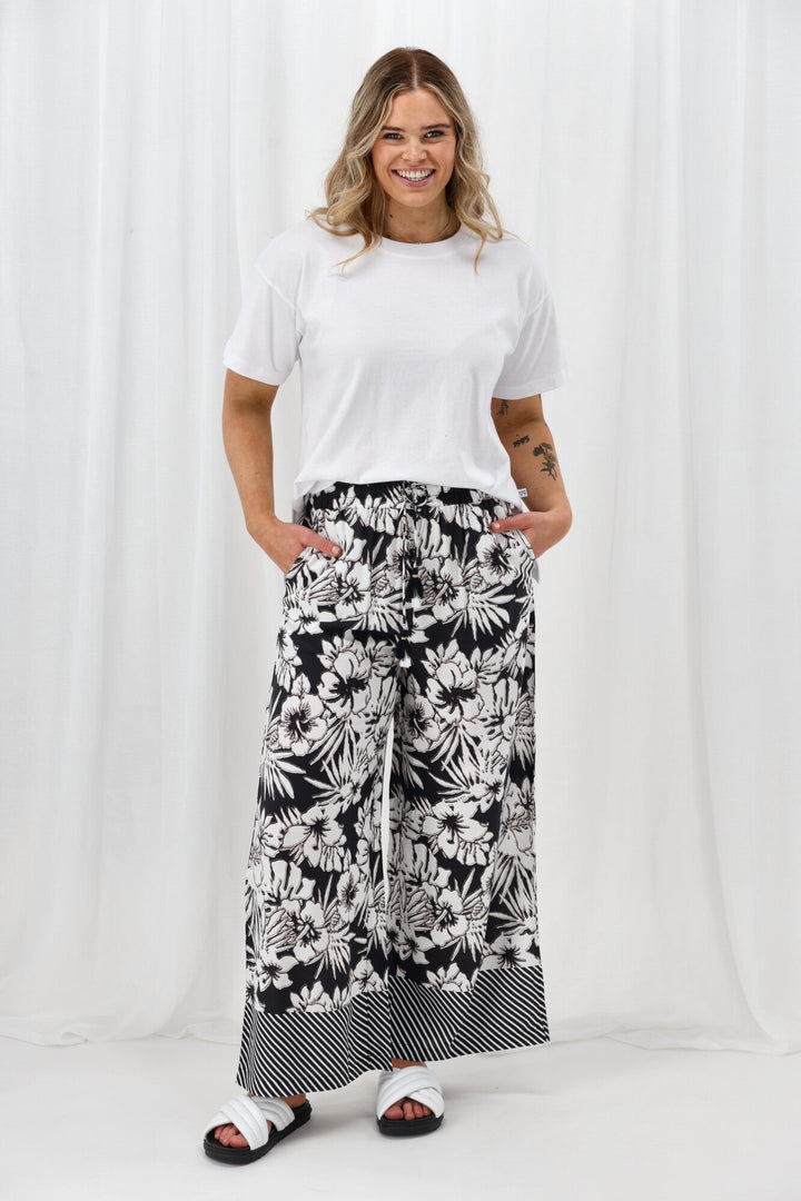 Sunday Boho Jamie Border Print Pant Black White