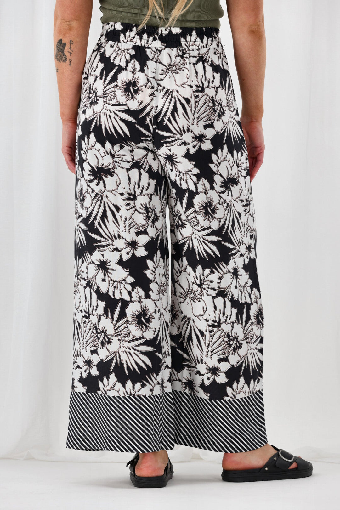 Sunday Boho Jamie Border Print Pant Black White