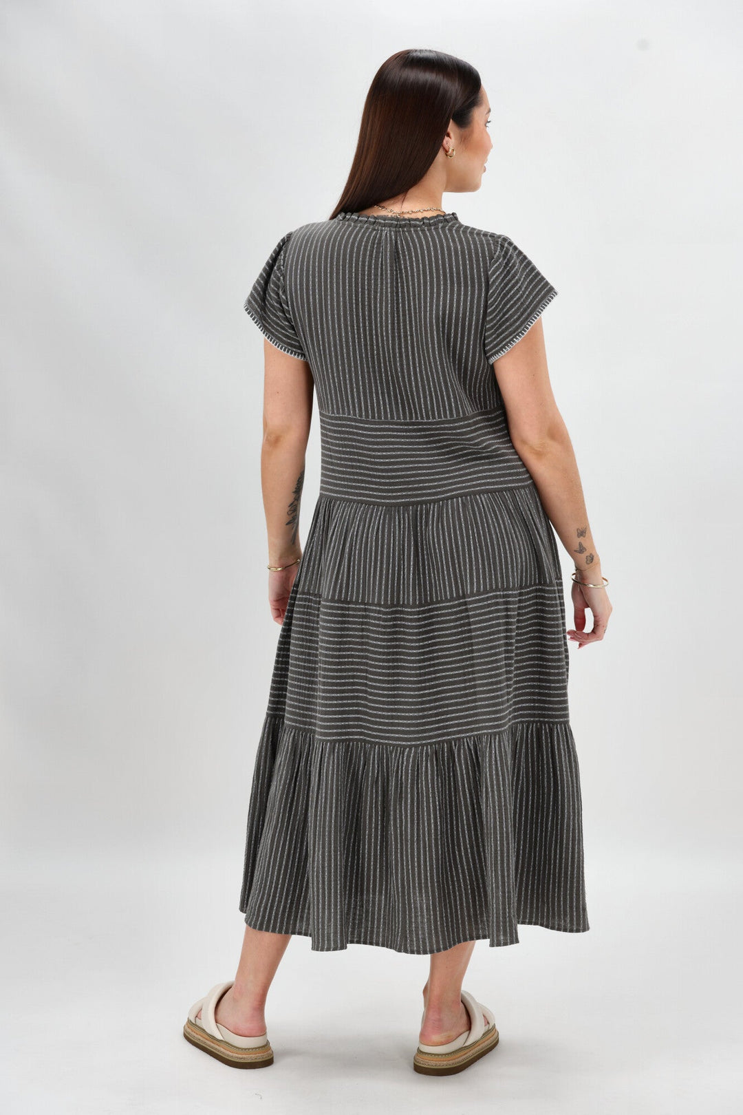 Sunday Boho Josie Dress Khaki Stripe