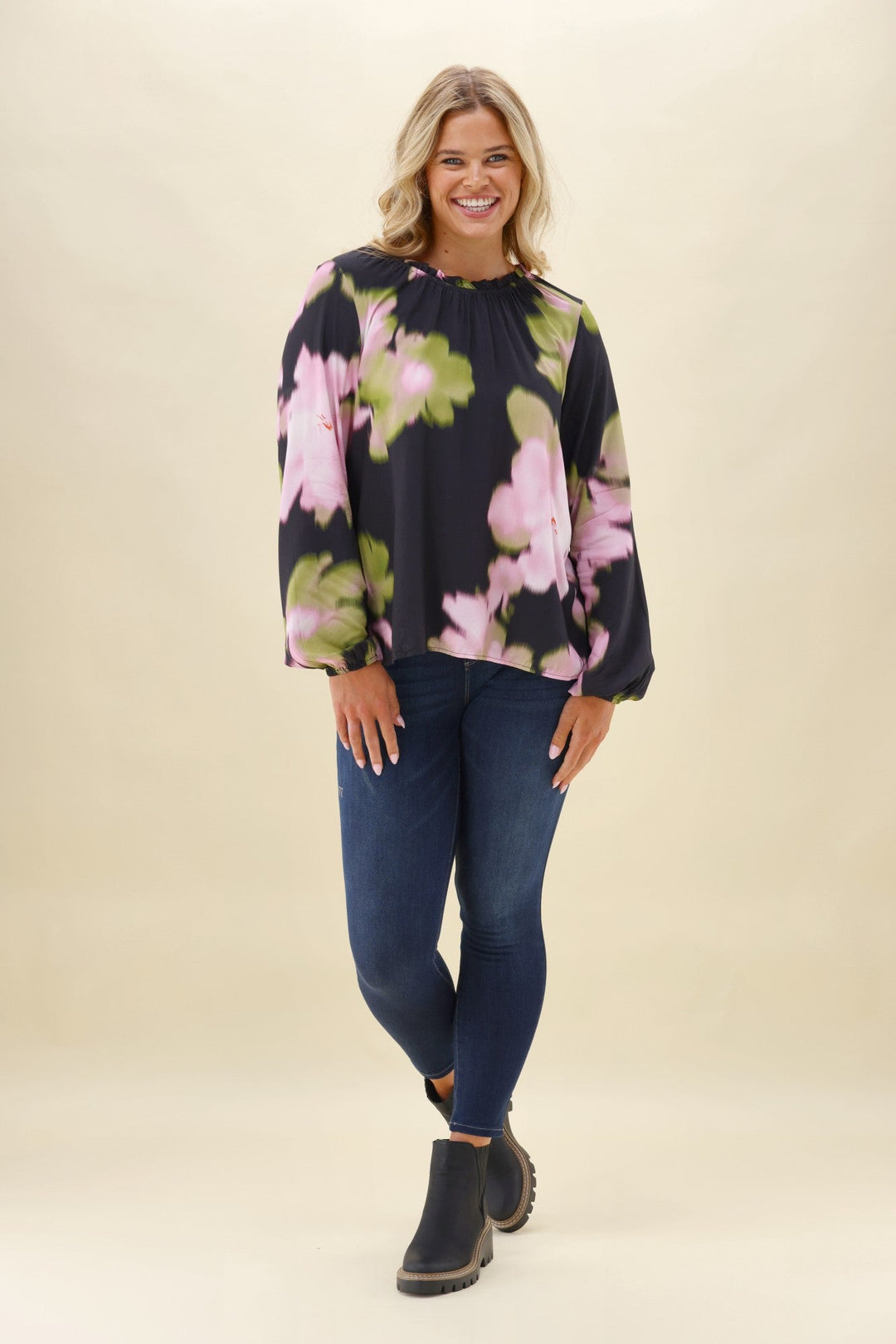 Sunday Boho Khol Black Floral Top
