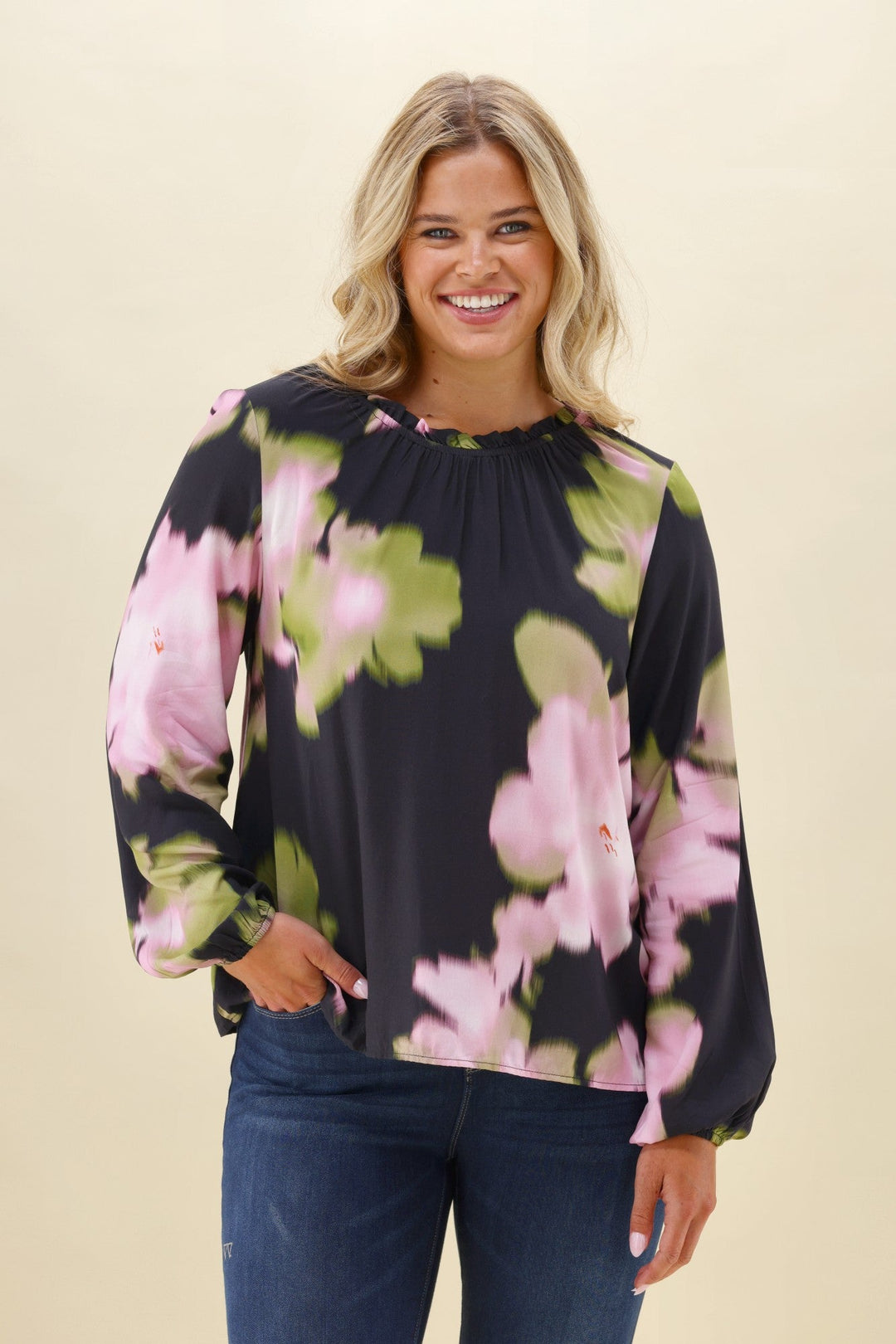 Sunday Boho Khol Black Floral Top