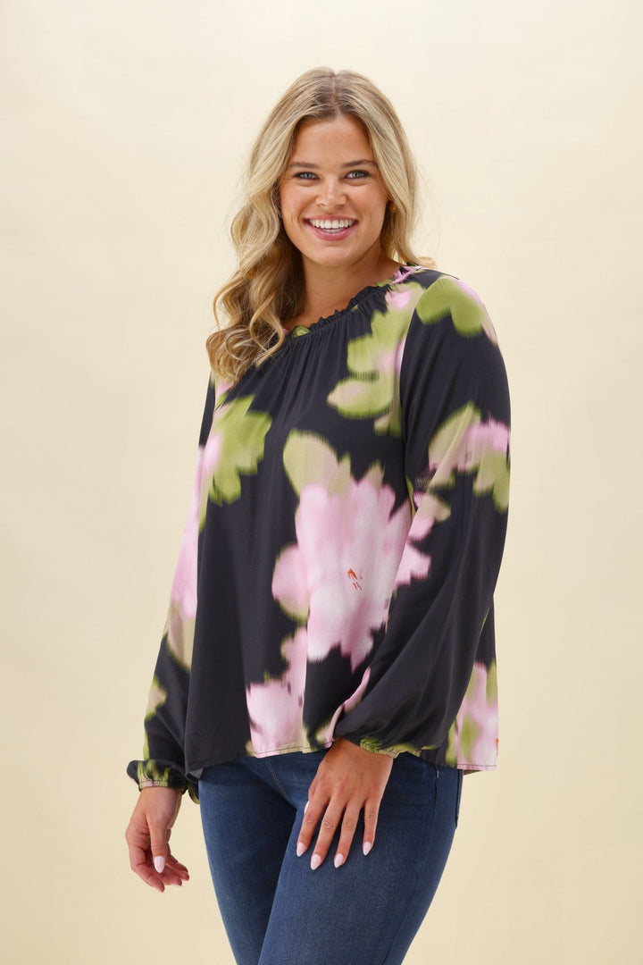 Sunday Boho Khol Black Floral Top