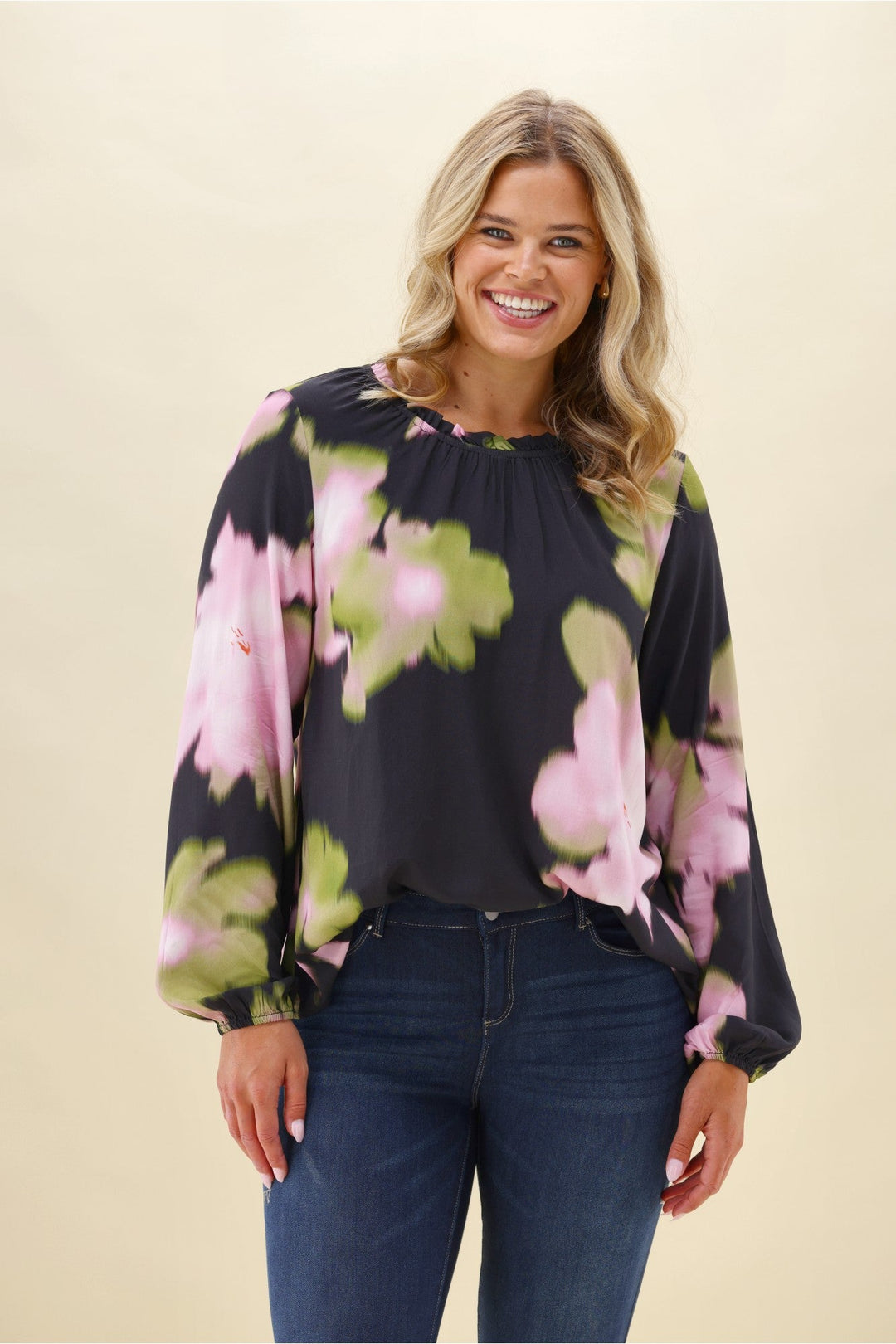 Sunday Boho Khol Black Floral Top