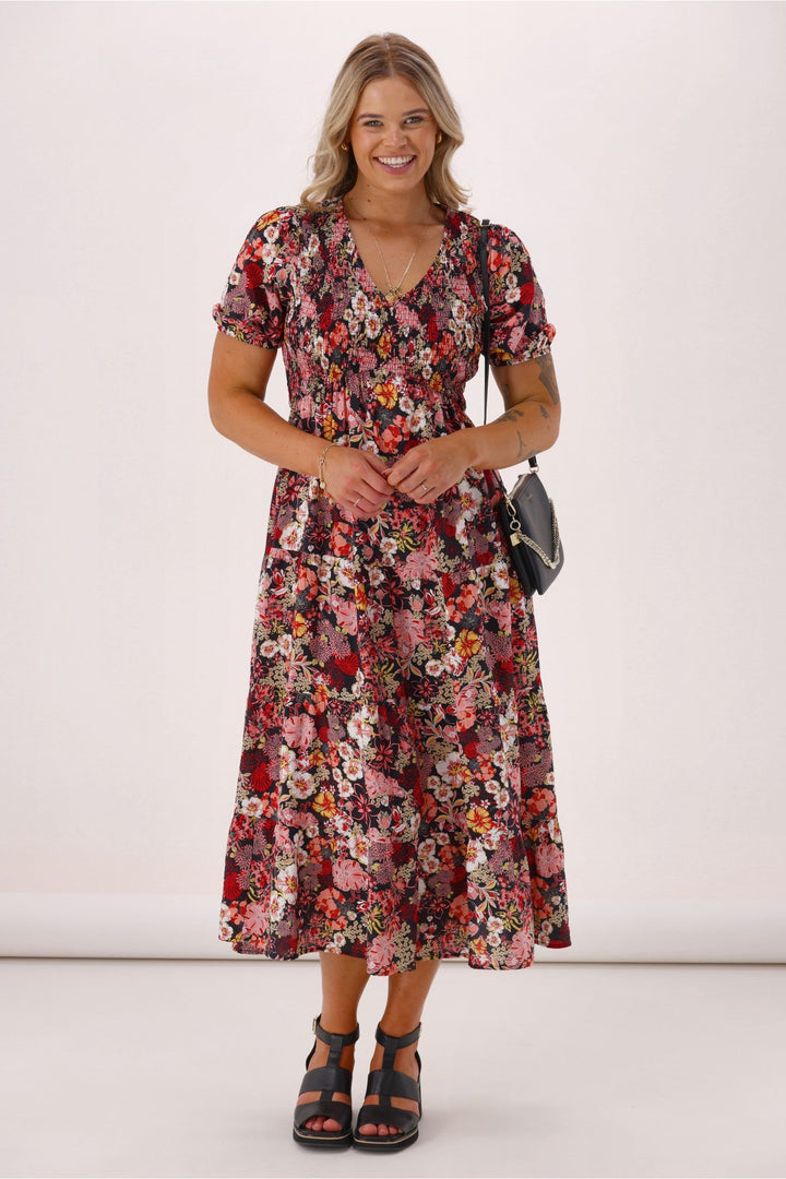 Sunday Boho Mary Midi Dress Black