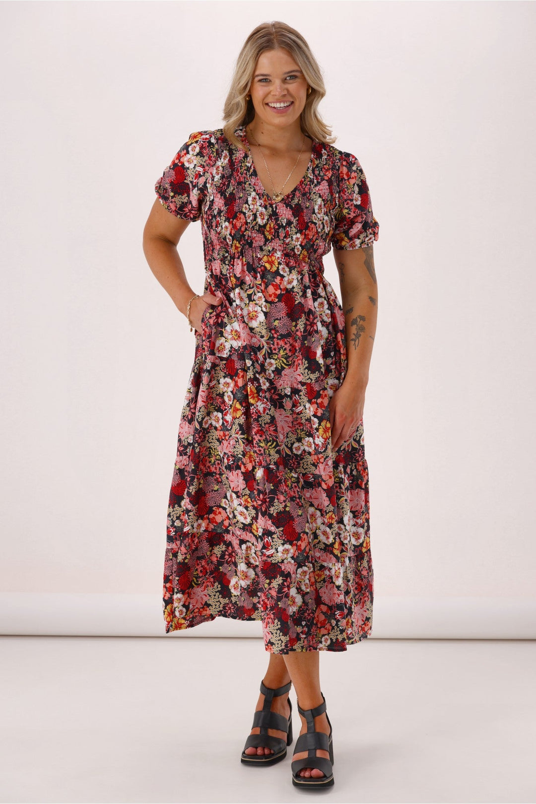 Sunday Boho Mary Midi Dress Black