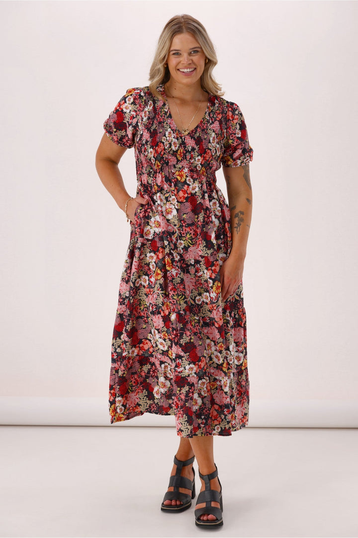 Sunday Boho Mary Midi Dress Black