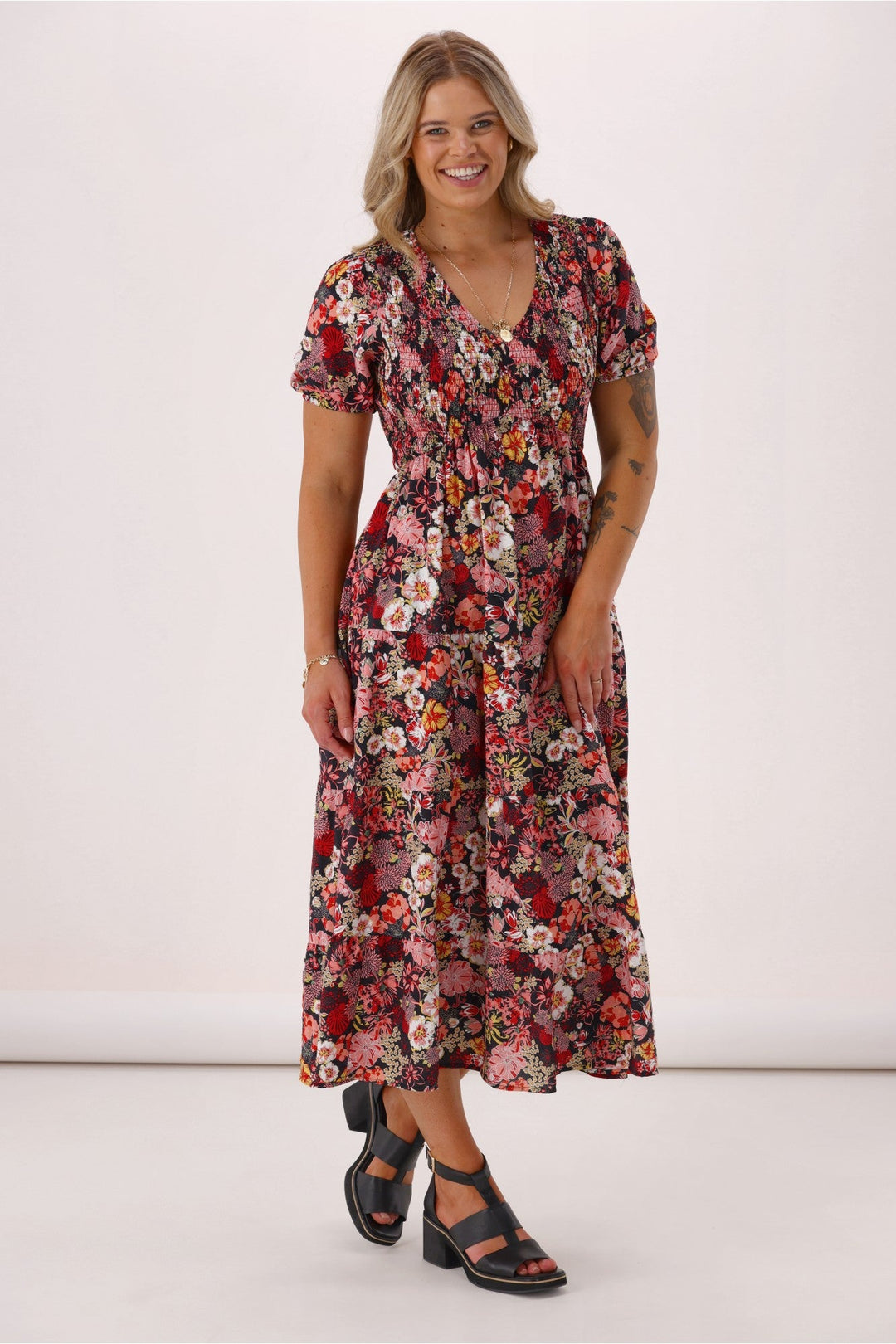 Sunday Boho Mary Midi Dress Black