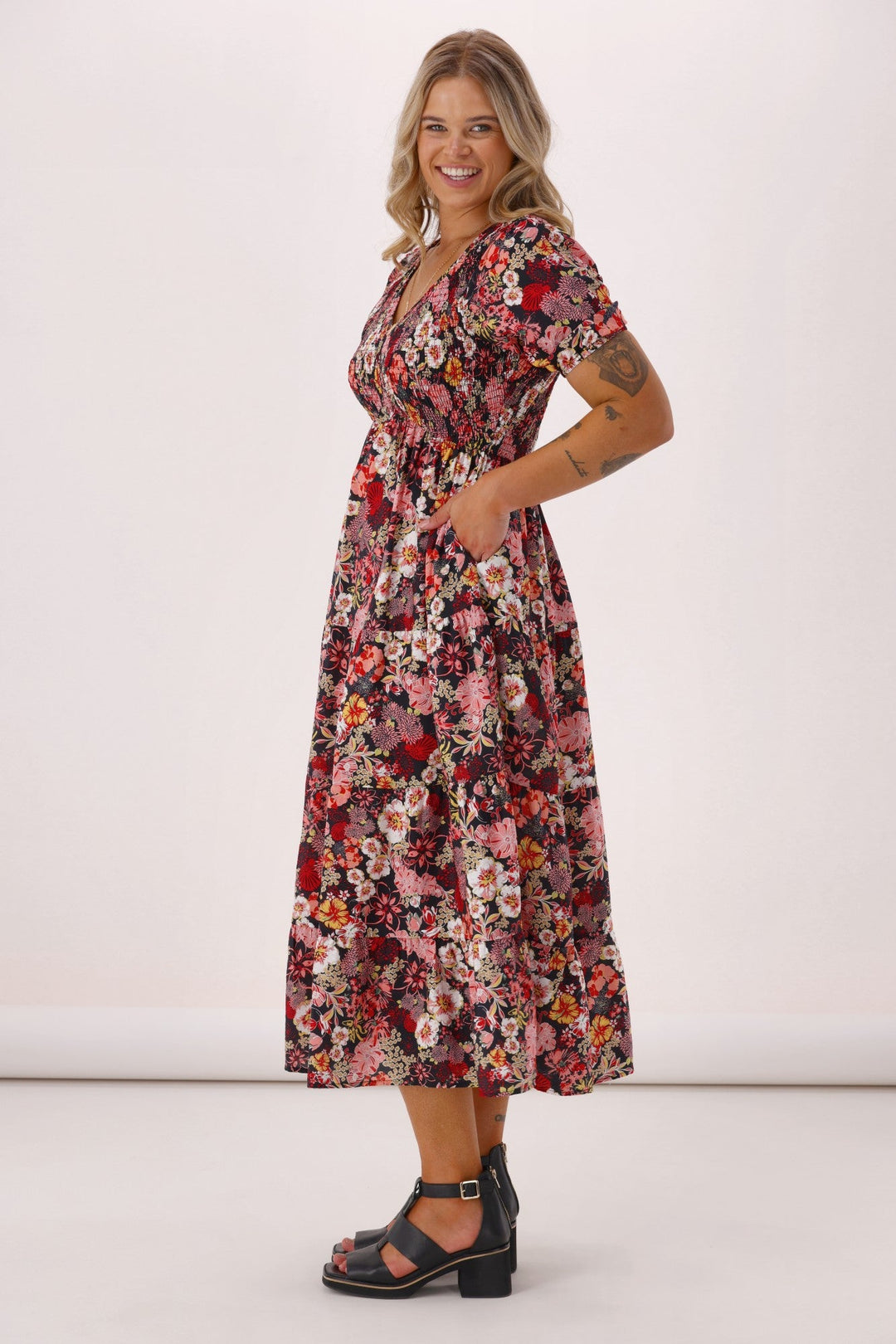 Sunday Boho Mary Midi Dress Black