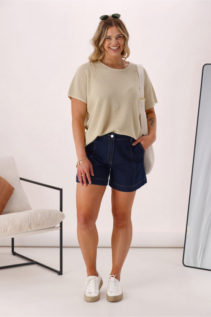 Sunday Boho Milan Mesh Knit Top Natural