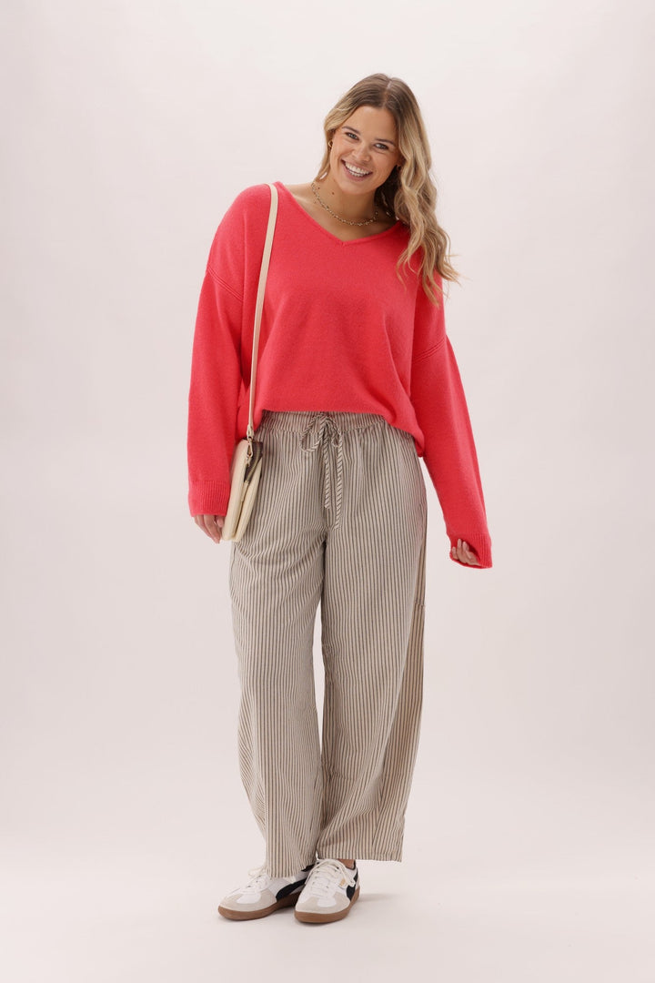 Sunday Boho Nara Pull On Barrel Pant Stripe