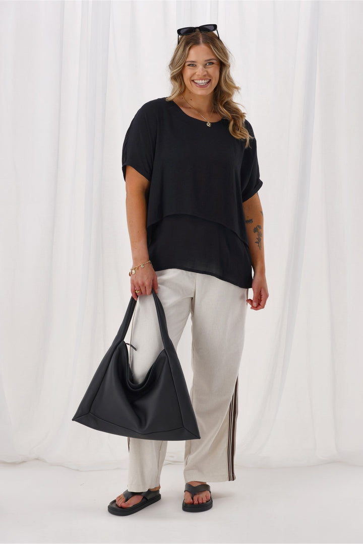 Sunday Boho Nova Layered Top Black