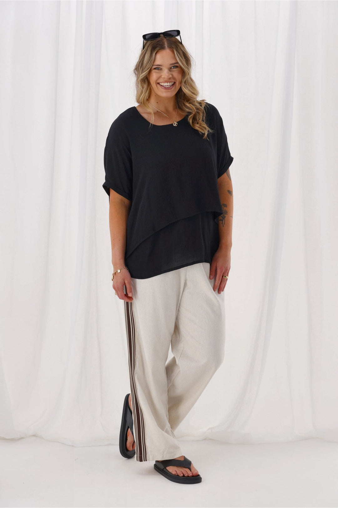 Sunday Boho Nova Layered Top Black