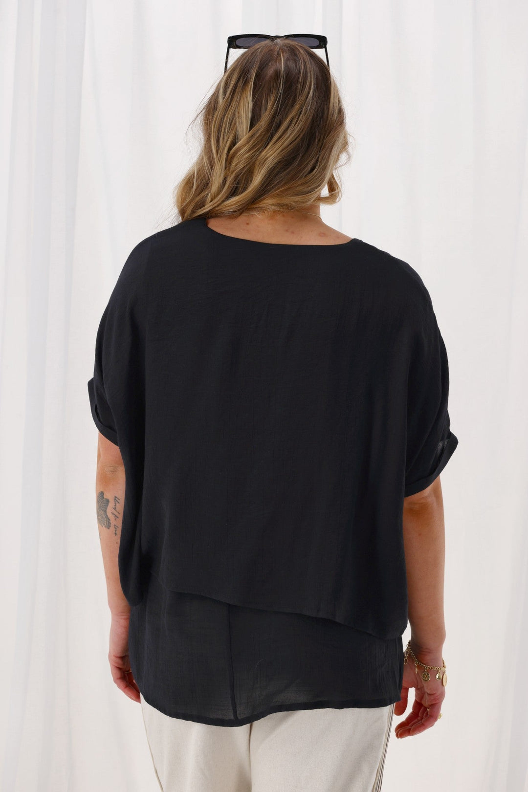 Sunday Boho Nova Layered Top Black