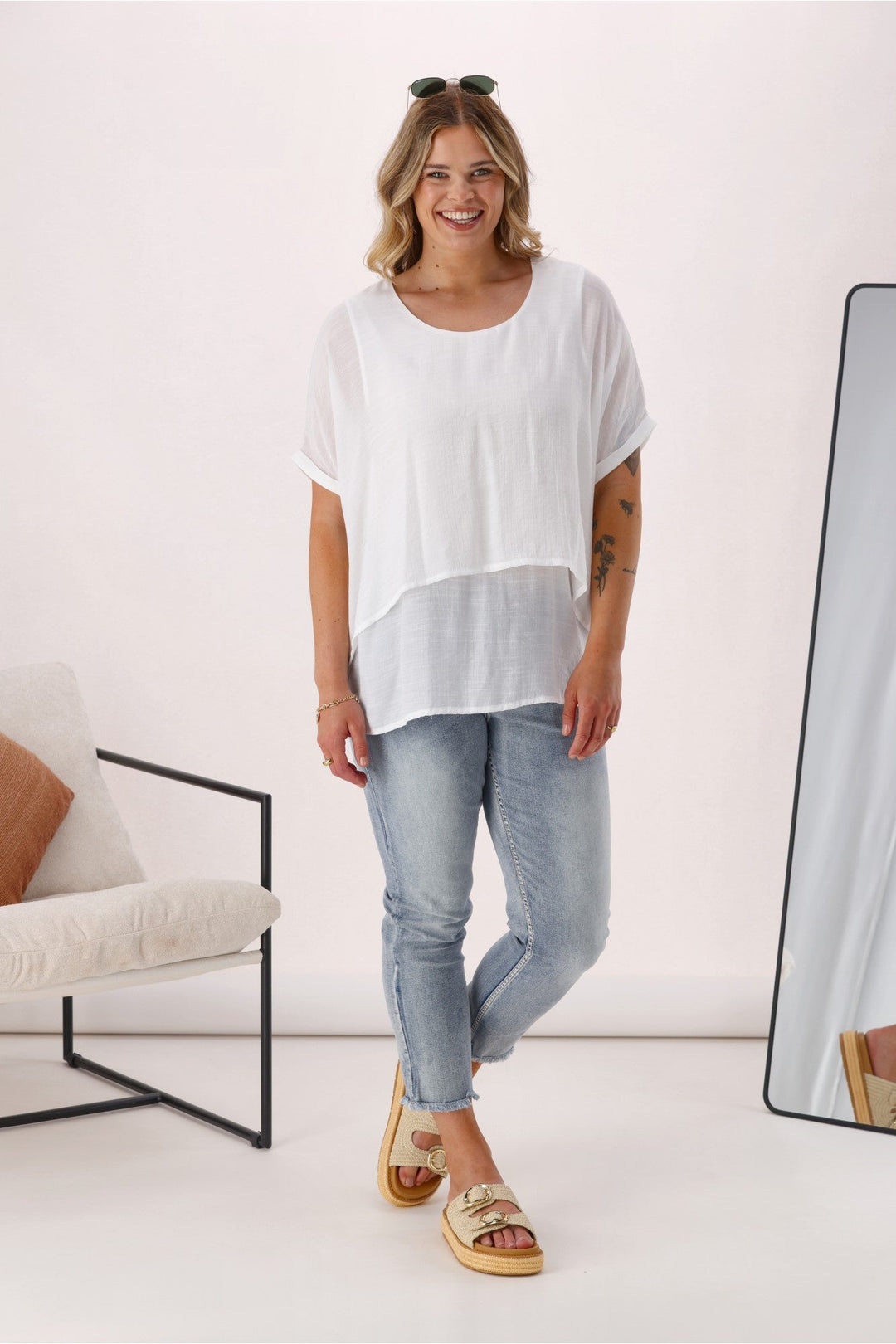 Sunday Boho Nova Layered Top White