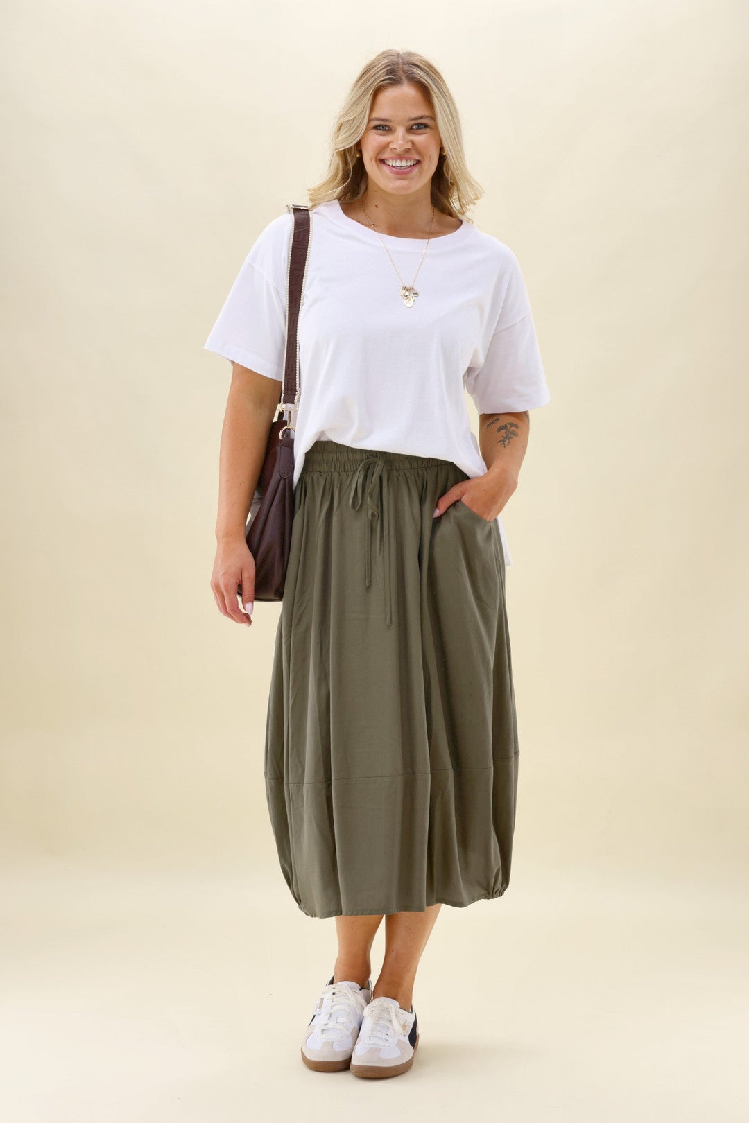 Sunday Boho Pauline Midi Skirt Khaki