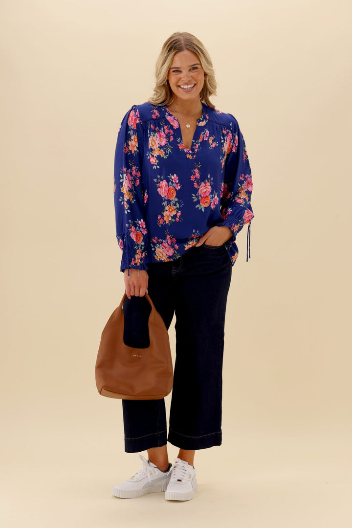 Sunday Boho Quintelle Top Paisley Print Blue