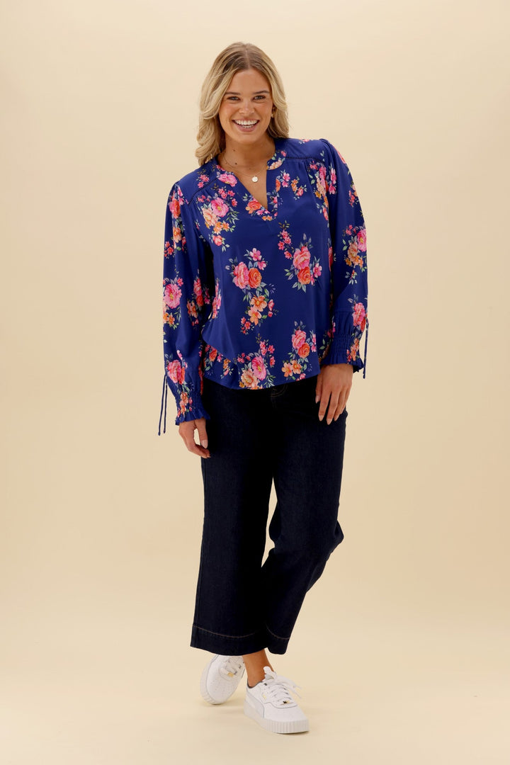 Sunday Boho Quintelle Top Paisley Print Blue
