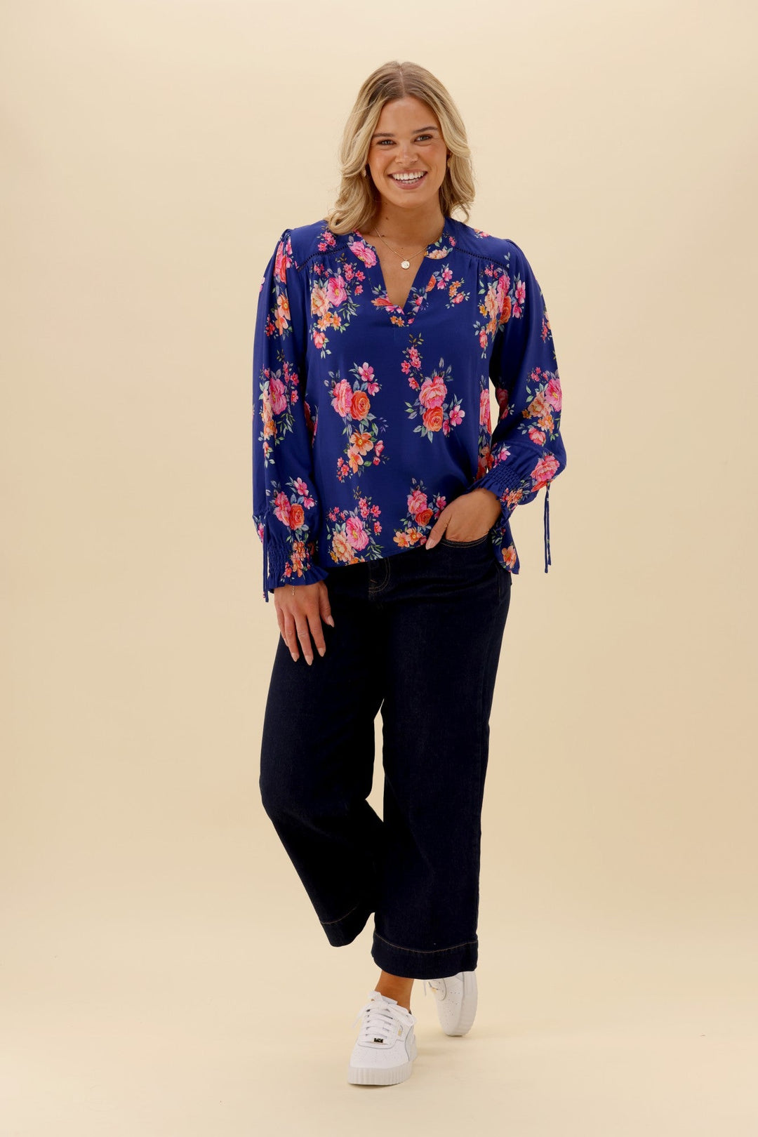 Sunday Boho Quintelle Top Paisley Print Blue