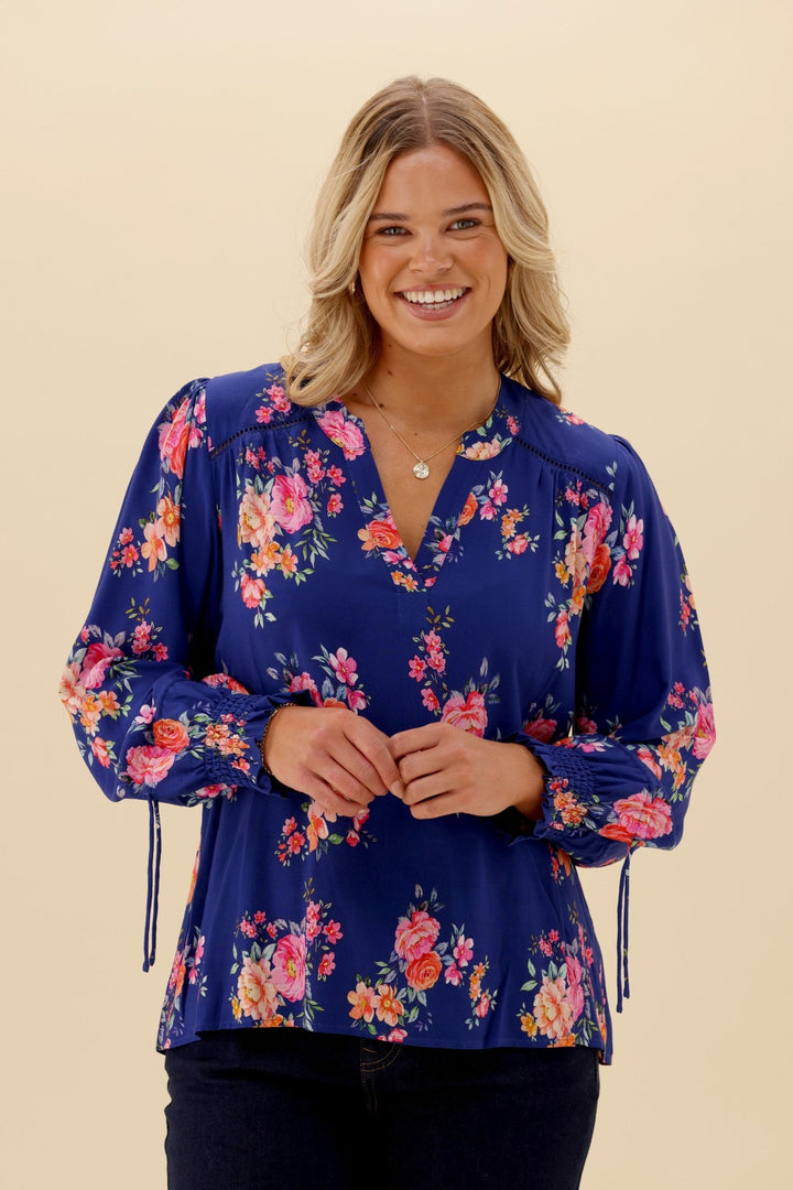 Sunday Boho Quintelle Top Paisley Print Blue