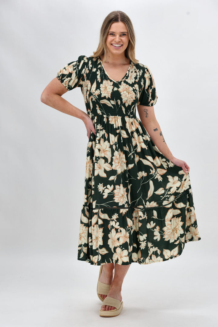Sunday Boho Samara Dress Green Floral