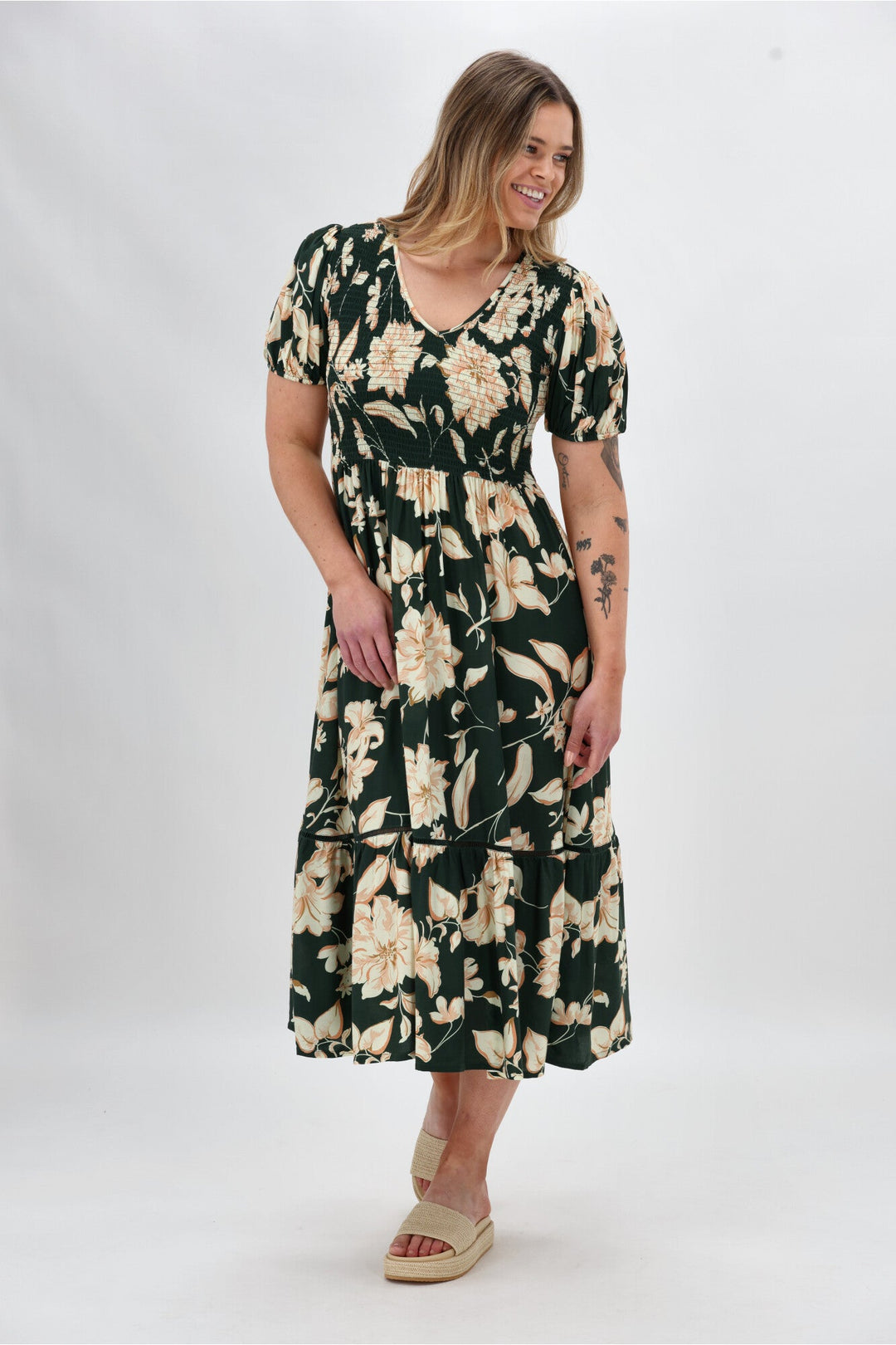 Sunday Boho Samara Dress Green Floral