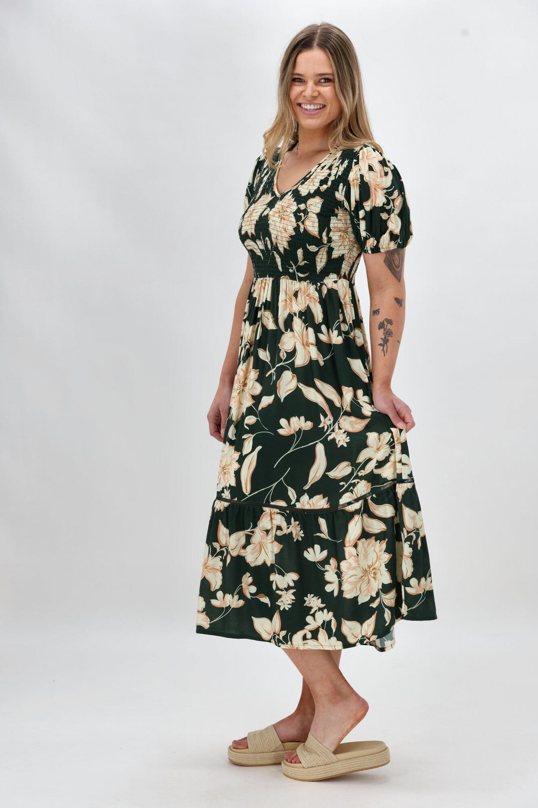 Sunday Boho Samara Dress Green Floral
