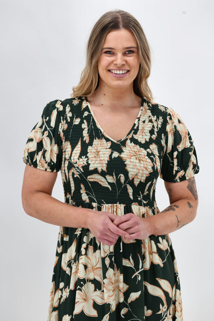 Sunday Boho Samara Dress Green Floral