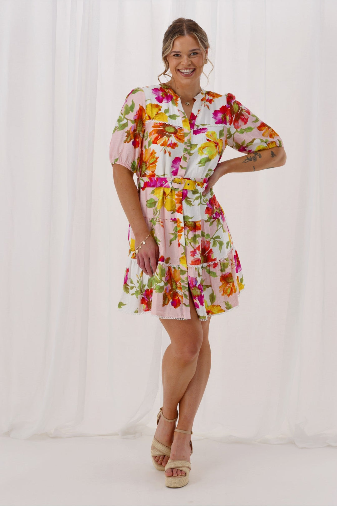 Sunday Boho St Tropez Floral Dress White